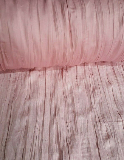 ROSE PINK CRINKLED VELOUR FABRIC - SOLD BY THE METER