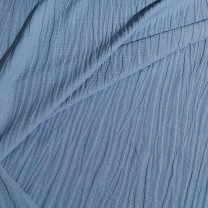 BLUE CRINKLED AND STRETCH VISCOSE POLYESTER FABRIC- SOLD BY THE METRE B3/215