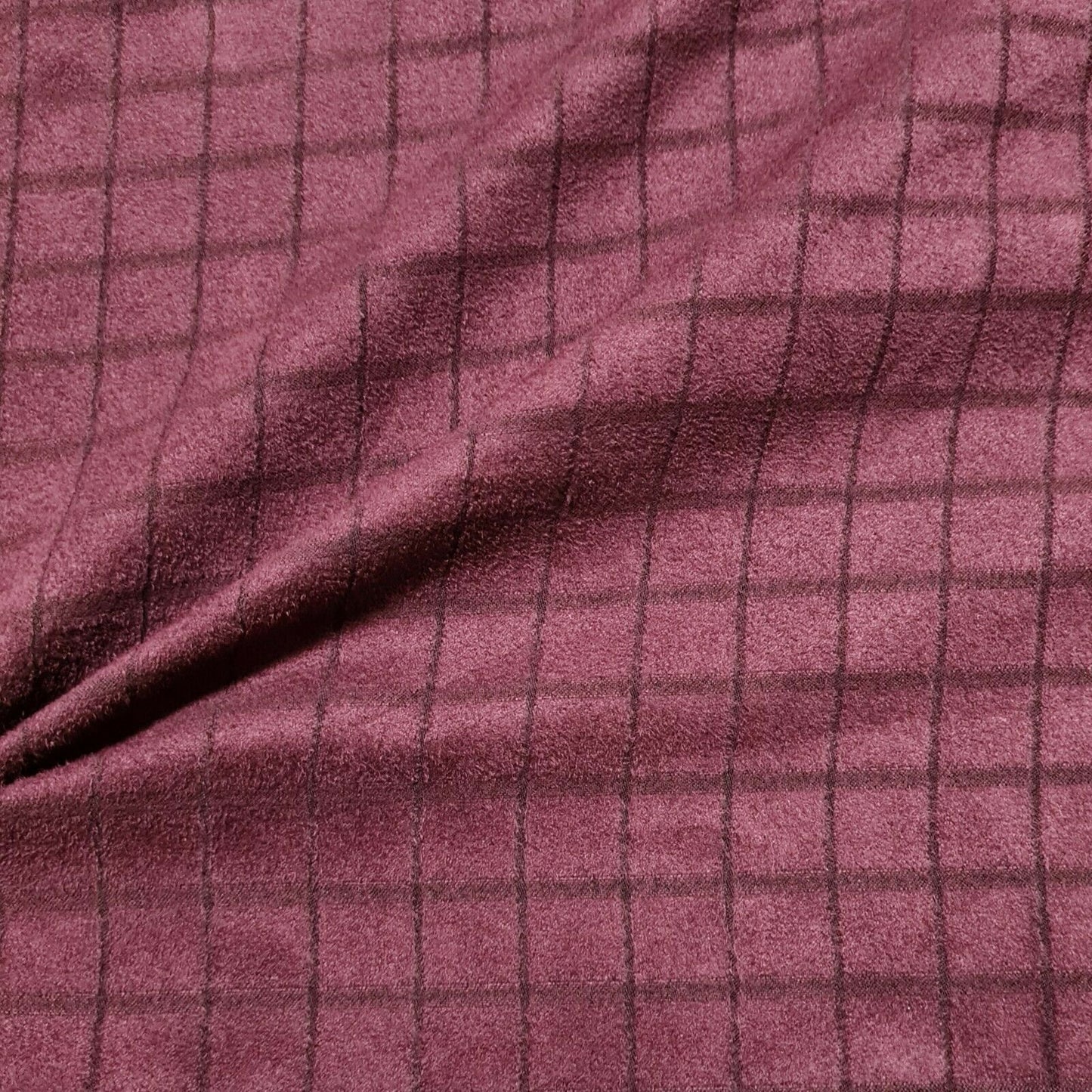 Velour Fabric Checked Navy And Wine Colours 55" Sold By The Metre