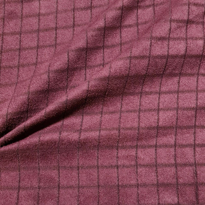 Velour Fabric Checked Navy And Wine Colours 55" Sold By The Metre