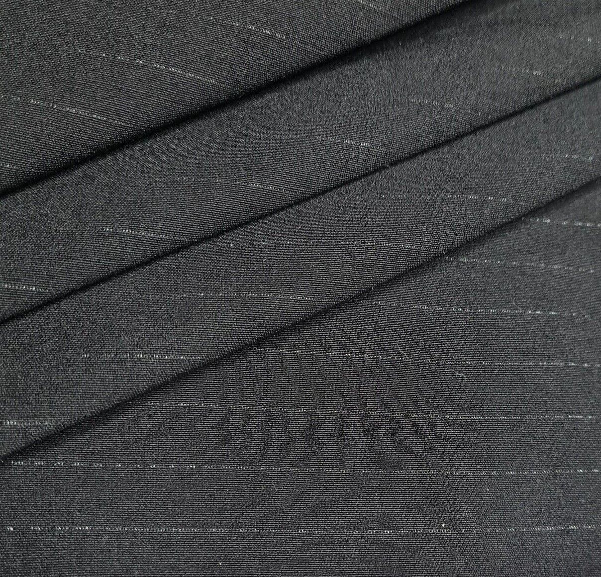 Bengaline Fabric Lurex Pinstripe Black Colour 2 Way Stretch 55" Wide