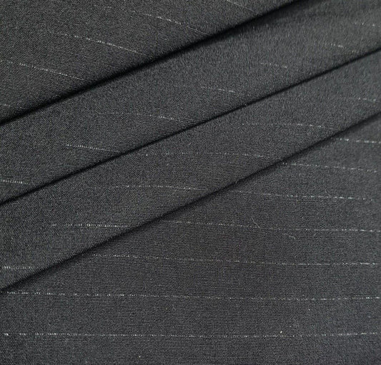 Bengaline Fabric Lurex Pinstripe Black Colour 2 Way Stretch 55" Wide