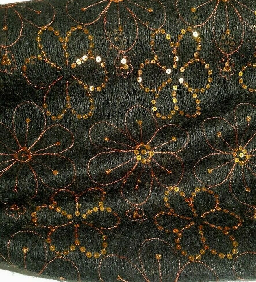 FLORAL EMBROIDERED AND SEQUIN SPARSELY KNIT FABRIC-3 COLOURS- SOLD BY THE METER