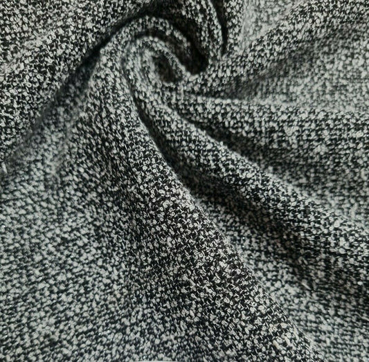 Boucle Dressmaking Fabric Black And White Melange And Lurex 55" Sold By Metre