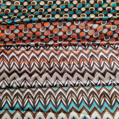 Stretch Satin Fabric Spotted And Chevron Printed 55'' Wide Sold By The Metre