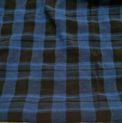 CHECKED VISCOSE FABRIC BLACK AND BLUE - SOLD BY THE METRE