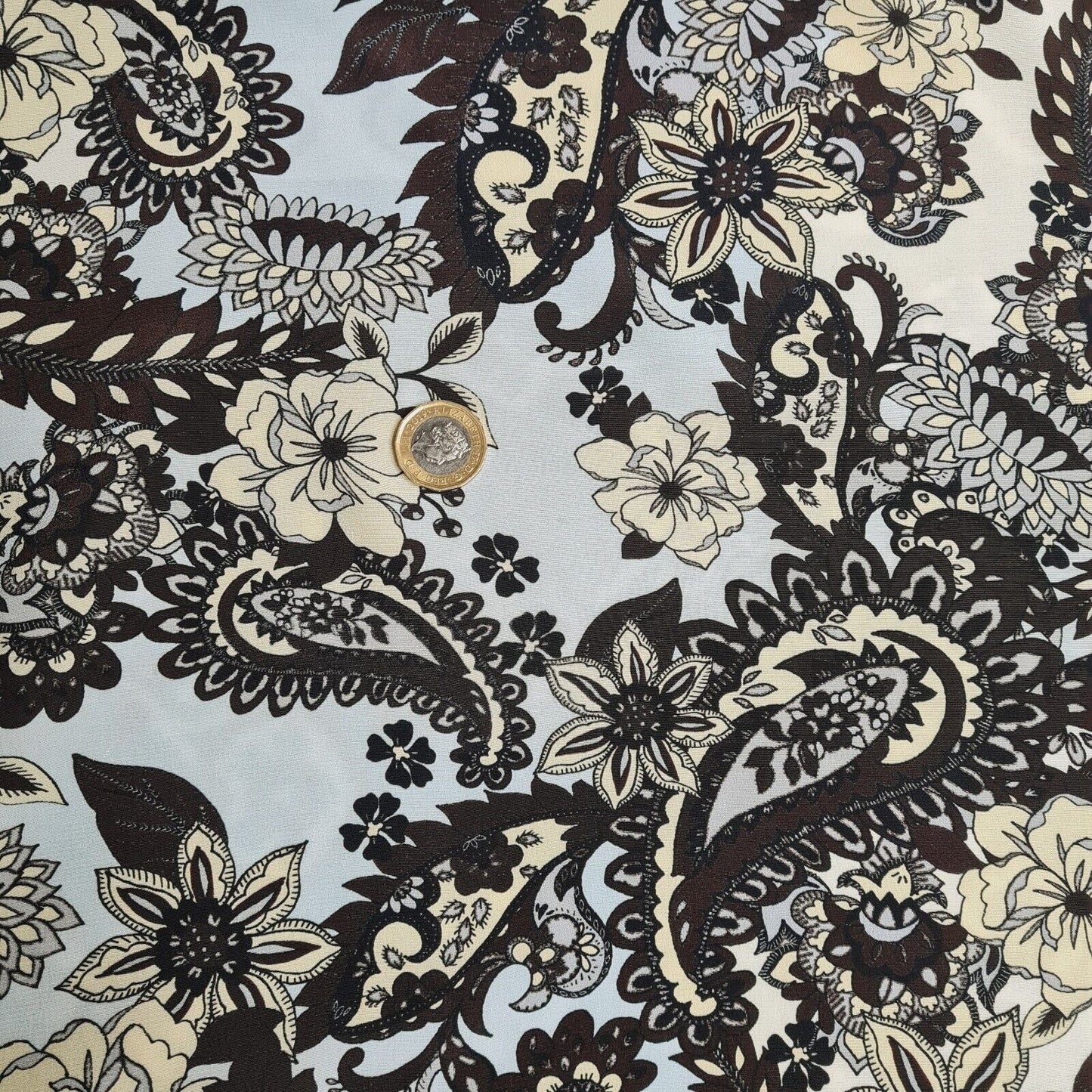 Pure Silk Crepe Fabric Floral Printed 53" Wide Sold By Metre