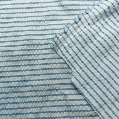 Striped Viscose Polyester Fabric Thin Wavy Effect Blue And White Colours 55"