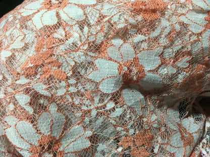 WHITE AND ORANGE COLOR THIN AND ELEGANT LACE-100% POLYESTER-SOLD BY THE METER