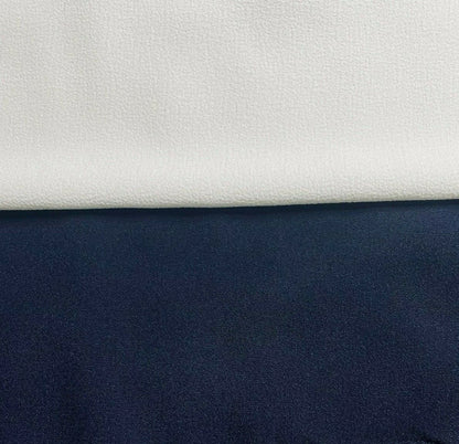 Double Crepe Fabric Navy And White Colour 55" Sold By Metre