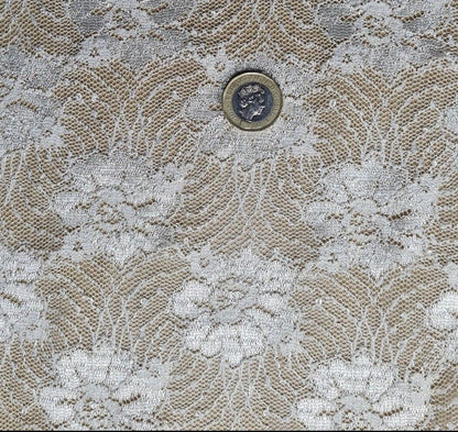 Floral Lace Fabric Cream Colour 4 Way Stretch 55" Wide Sold By Metre