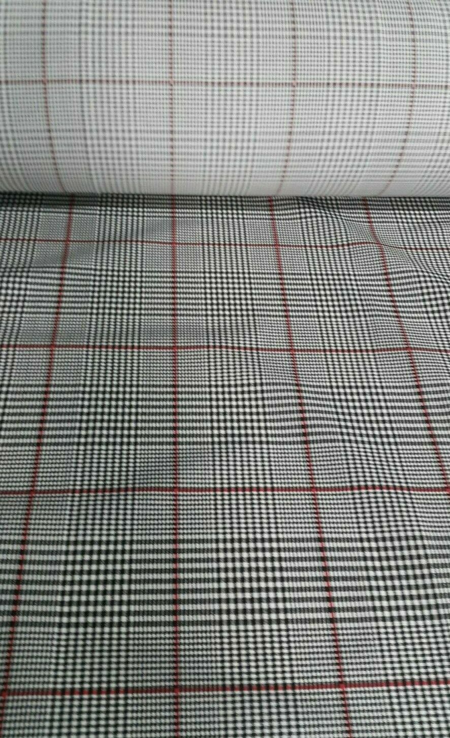 CHECKED STRETCH POLYCOTTON FABRIC-SOLD BY THE METER