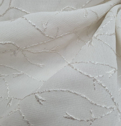 Embroidered Georgette Fabric Off White Colour 55" Wide Sold By Metre