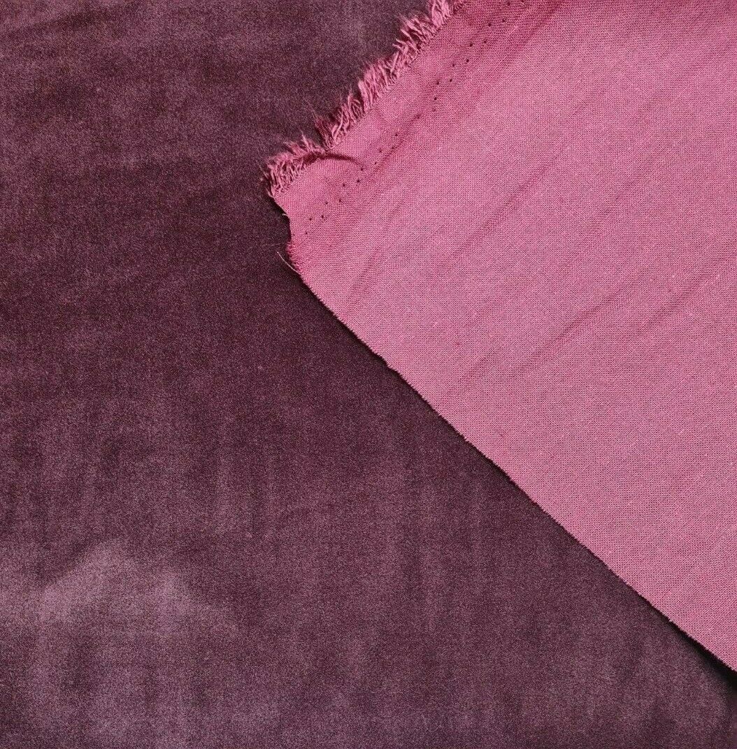 Cotton Velour Fabric Matte Plum Colour 55" Wide Sold By The Metre