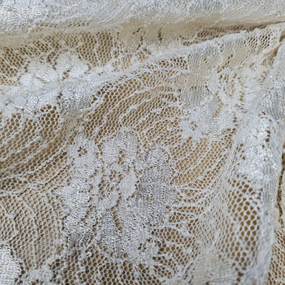 Floral Lace Fabric Cream Colour 4 Way Stretch 55" Wide Sold By Metre