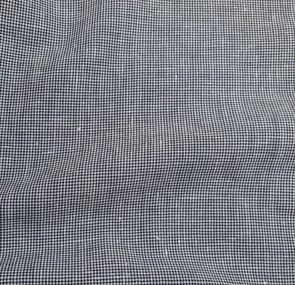 Wool Linen Blend Fabric Navy And White Crowbar 55" Wide 160 gsm Sold By Metre