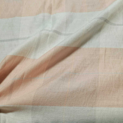 Viscose Polyester Fabric Peach Ivory Checked 55" Wide Non Stretch