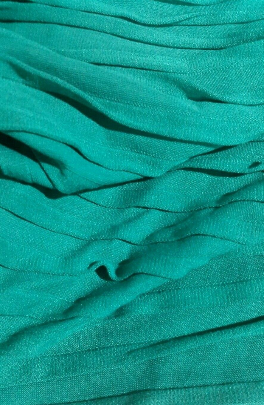 GREEN RUFFLED VISCOSE POLYESTER JERSEY FABRIC-SOLD BY THE METER