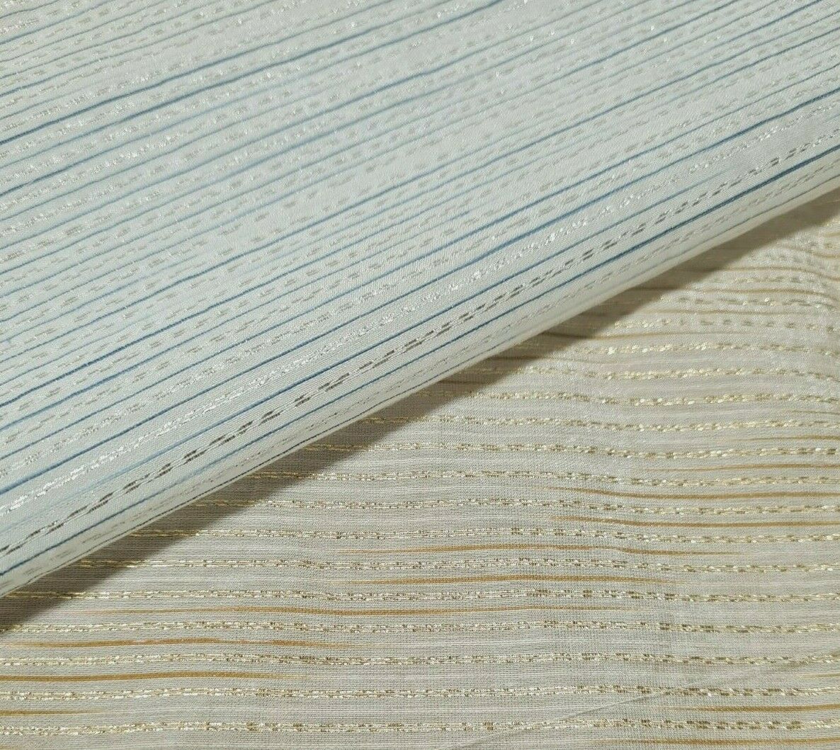 GOLD AND SILVER LUREX STRIPED THIN VISCOSE NYLON FABRIC- SOLD BY THE METRE