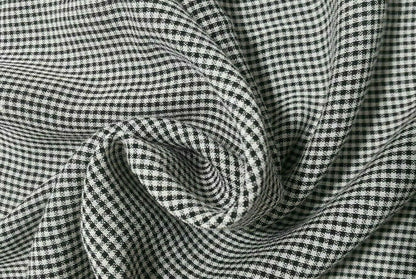 ECRU AND BLACK SMALL SQUARED VISCOSE/POLYESTER FABRIC-SOLD BY THE METER