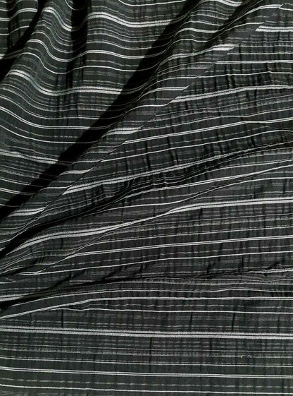 BLACK DRESSMAKING FABRIC STRIPED AND WAVY EFFECT-SOLD BY THE METER