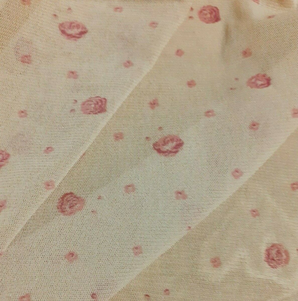 NET TULLE FABRIC SMALL FLORAL PRINTED STRETCH BEIGE - SOLD BY THE METRE