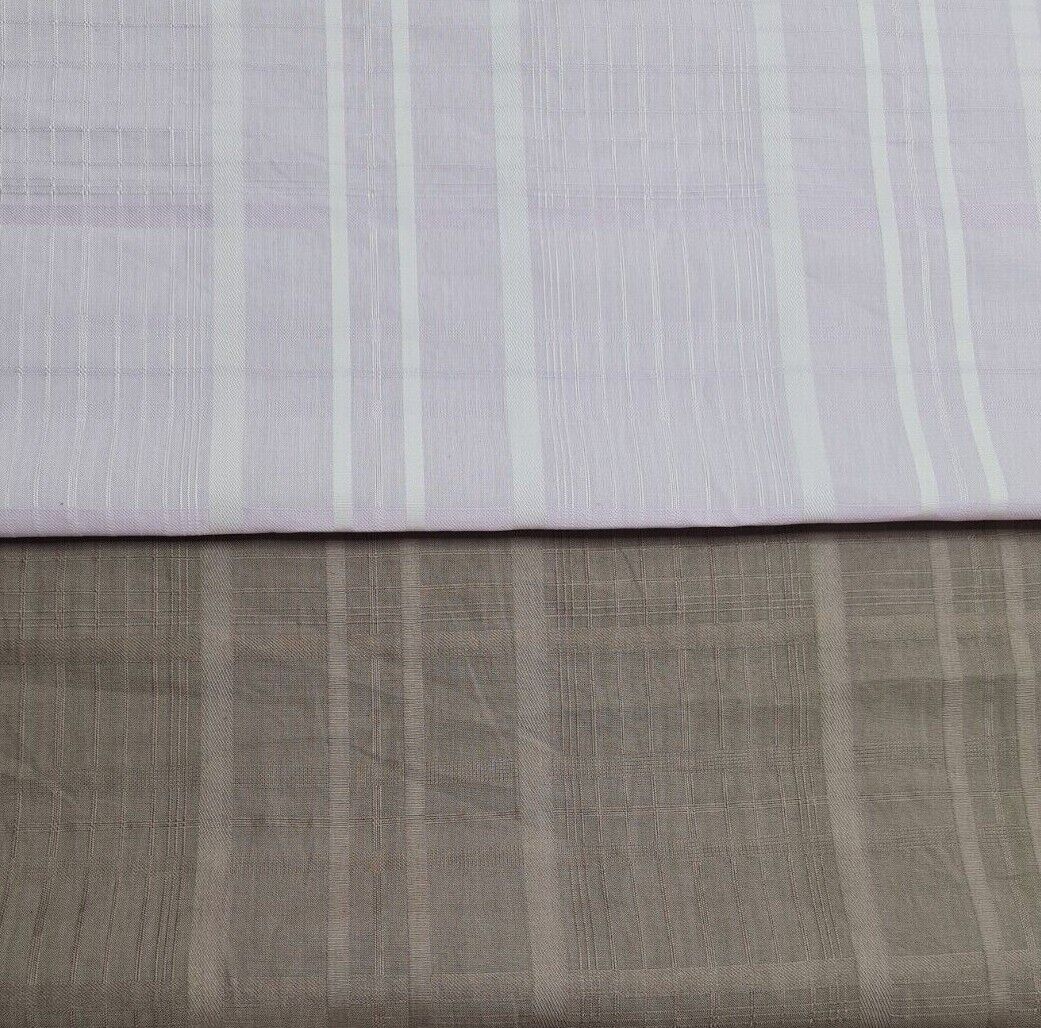 Checked Cotton Shirt Fabric Light Lilac And Khaki Colours 55" Wide Sold By Metre