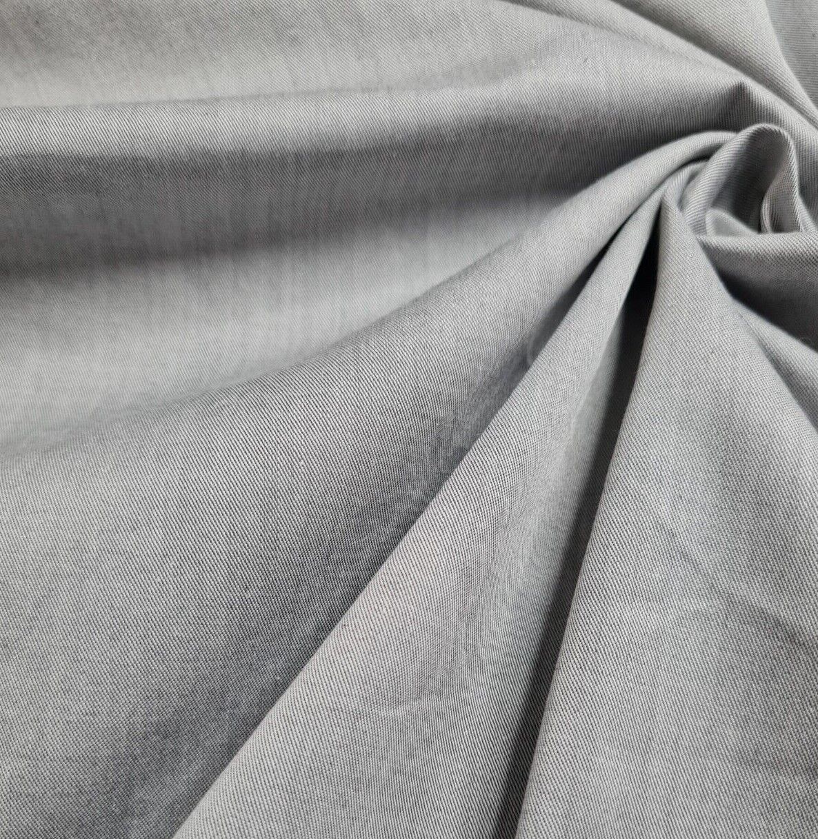 Cotton Shirt Fabric Light Grey Melange Non Stretch 55" Sold By Metre