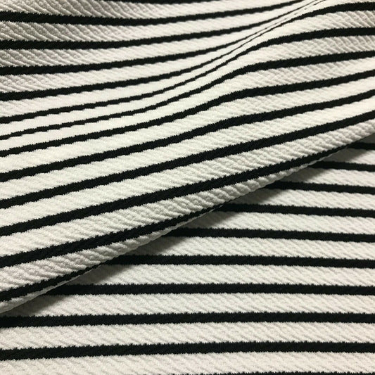 LIVERPOOL  JERSEY FABRIC WHITE AND BLACK STRIPED SOLD BY METRE A1-215