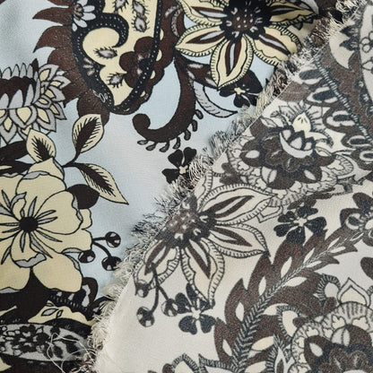 Pure Silk Crepe Fabric Floral Printed 53" Wide Sold By Metre