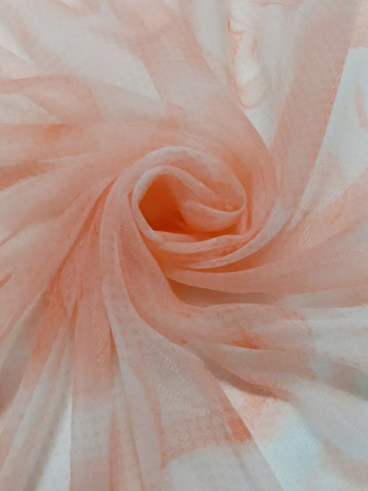 FLORAL PRINTED SOFT STRETCH TULLE FABRIC-SOLD BY THE METRE