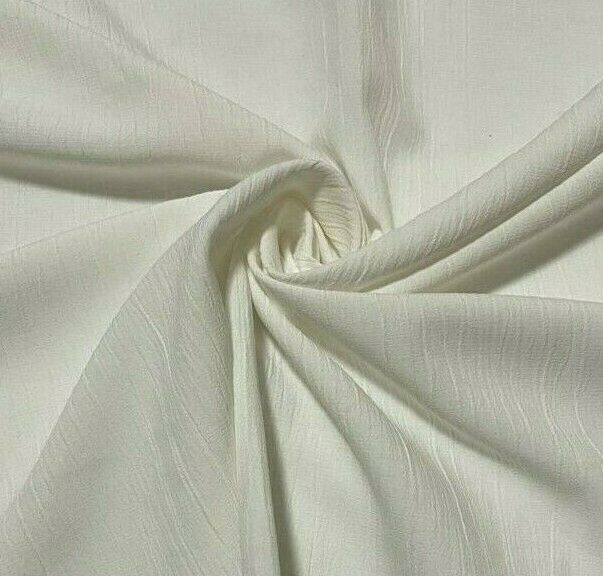 Viscose Polyester Fabric Off White Crinkle Effect 55" Sold By Metre