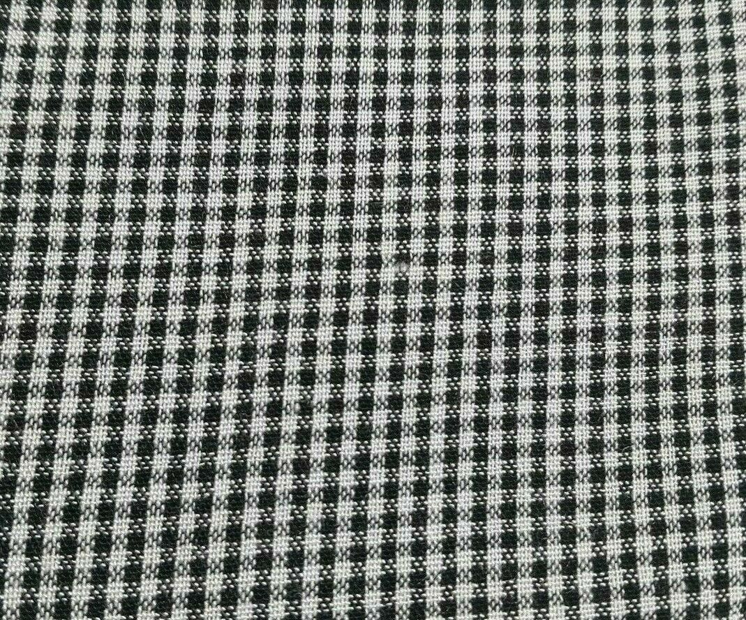 ECRU AND BLACK SMALL SQUARED VISCOSE/POLYESTER FABRIC-SOLD BY THE METER