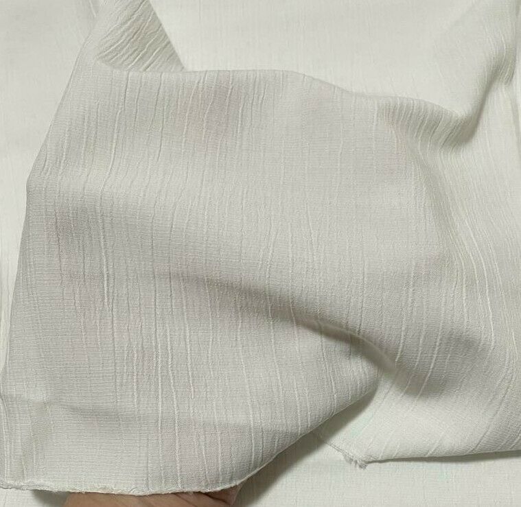 Viscose Polyester Fabric Off White Crinkle Effect 55" Sold By Metre