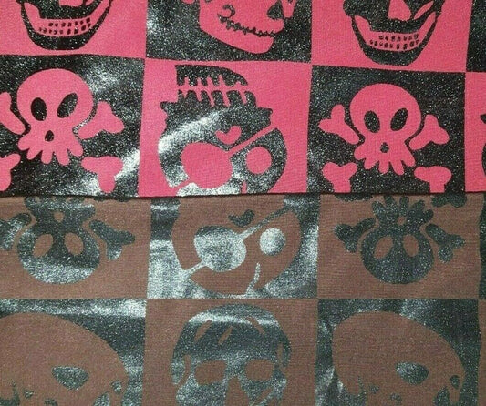 BLACK SKULL PRINTED JERSEY LYCRA FABRIC-2 COLOUR-SOLD BY THE METER