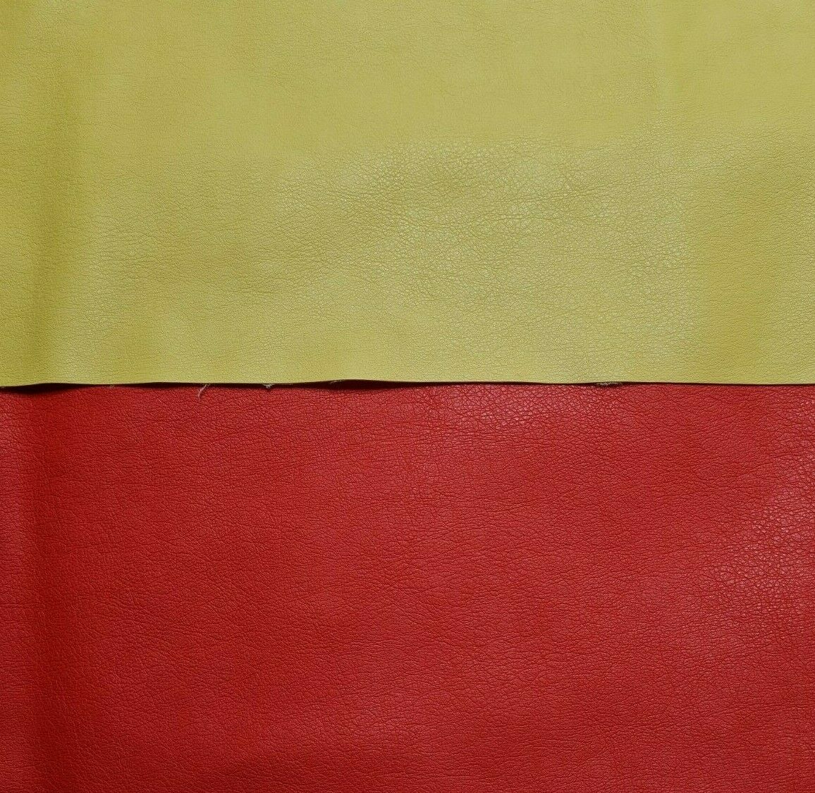 Leatherette Fabric PU Coated Viscose Yellow and Coral Red Colours 55" Wide