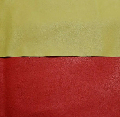 Leatherette Fabric PU Coated Viscose Yellow and Coral Red Colours 55" Wide