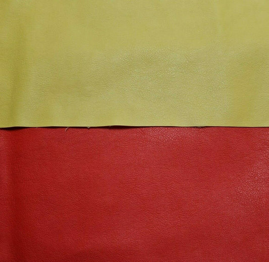 Leatherette Fabric PU Coated Viscose Yellow and Coral Red Colours 55" Wide