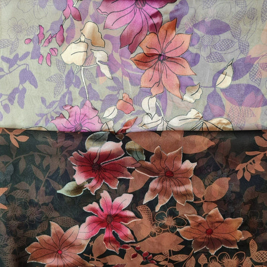 Burnout Chiffon Fabric Silk Visocose Blend Floral 43'' Wide Sold By The Metre