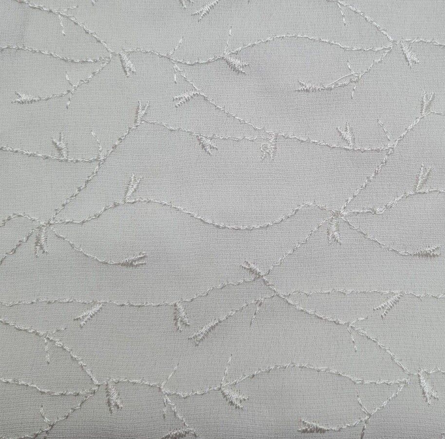 Embroidered Georgette Fabric Off White Colour 55" Wide Sold By Metre