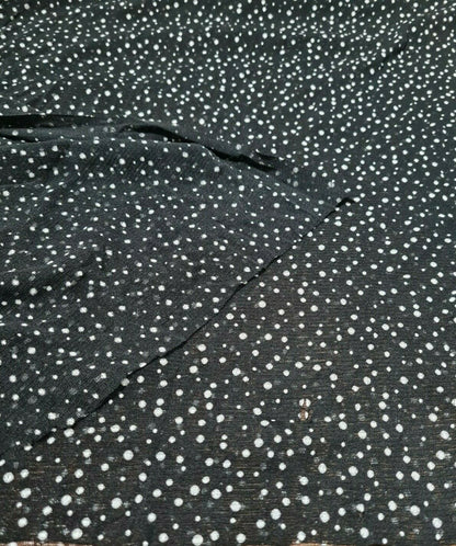 STRETCH MESH FABRIC BLACK COLOUR WITH WHITE SPOTS - SOLD BY THE METRE