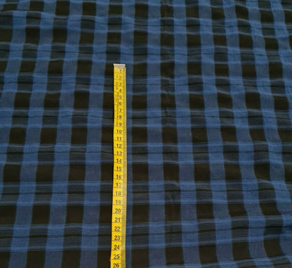 CHECKED VISCOSE FABRIC BLACK AND BLUE - SOLD BY THE METRE