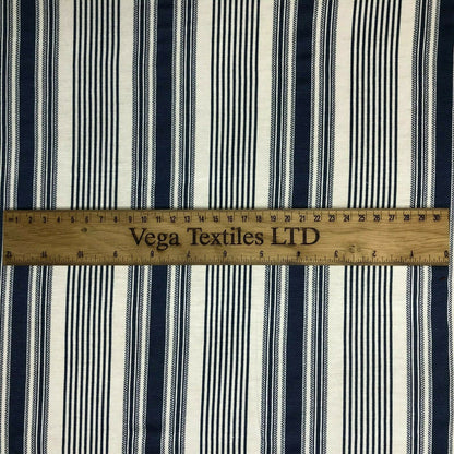 Viscose Jersey Fabric Navy And Off White Striped 55" Wide Sold By The Metre A1-142