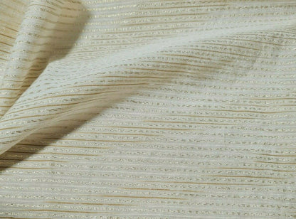 GOLD AND SILVER LUREX STRIPED THIN VISCOSE NYLON FABRIC- SOLD BY THE METRE