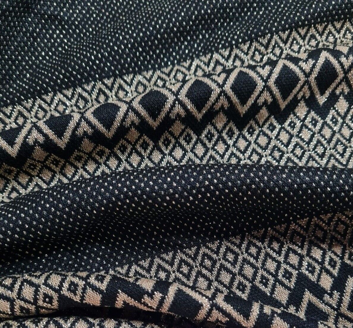 Knit Jersey Fabric Gold Shiny Black Colour 55" Wide Sold By Metre