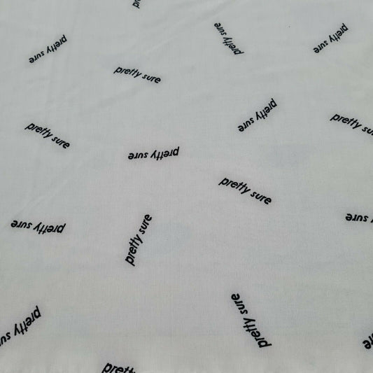 Polyester Fabric Black Letter Printed Off White 55" Wide Non Stretch