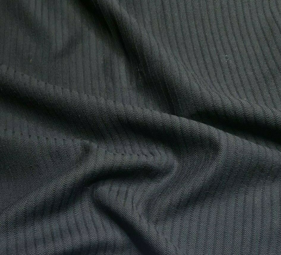 Wool Viscose Suit Fabric Striped Navy Colour Non Stretch 55" Wide Sold By Metre