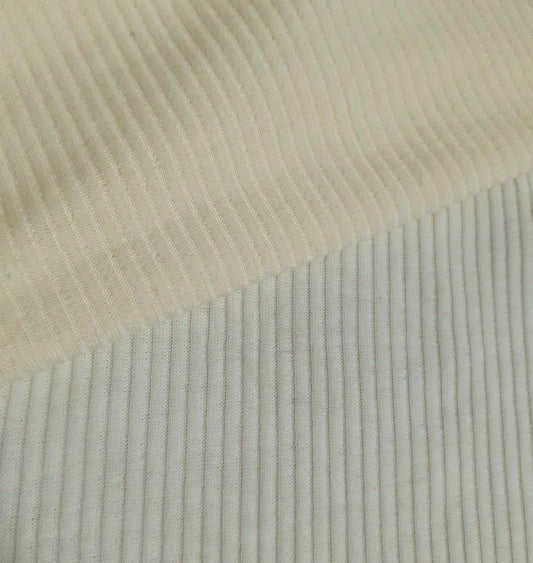 WHITE AND IVORY COLOURS STRETCH RIB JERSEY FABRIC - SOLD BY THE METRE