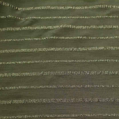 Chiffon Fabric Shiny Striped Olive Green Colour 55" Wide