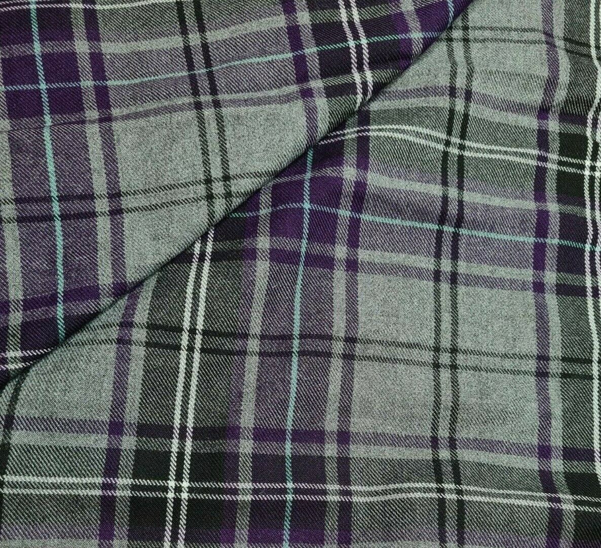 Check Tartan Polyviscose Fabric 55" Wide Sold By Metre